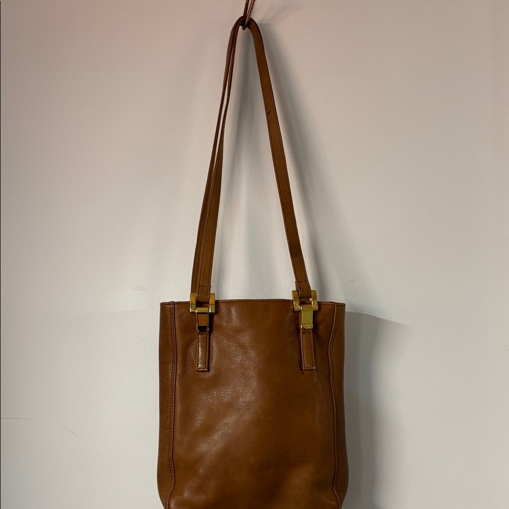 Nino BOSSI Brown Leather Shoulder Bag with Gold Hardware
